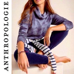Anthro Maeve Tie Dye Waffle Knit Thermal Turtleneck Top